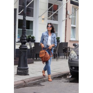 K18 Petit sac à dos cuir pour dames. Cuir italien tressé fait-main vintage | Noir Marron Vert Beige